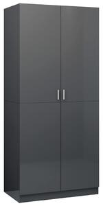 Wardrobe High Gloss Grey 80x52x180 cm Engineered Wood