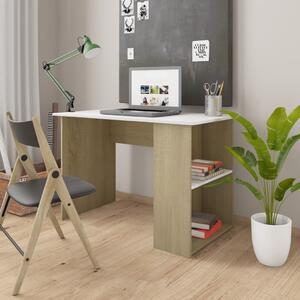 Desk White and Sonoma Oak 110x60x73 cm Chipboard