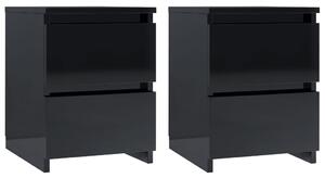 Bedside Cabinets 2 pcs High Gloss Black 30x30x40 cm Engineered Wood