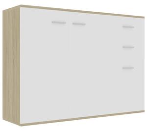 Sideboard White and Sonoma Oak 105x30x75 cm Engineered Wood