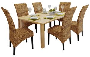 Dining Chairs 6 pcs Abaca and Solid Mango Wood