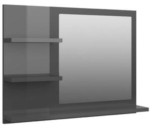 Bathroom Mirror High Gloss Grey 60x10.5x45 cm Engineered Wood