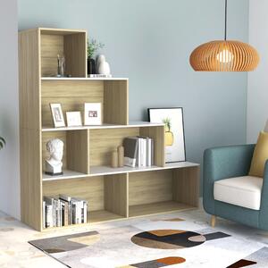 Book Cabinet/Room Divider White and Sonoma Oak 155x24x160 cm Engineered Wood