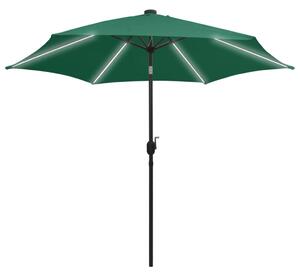 Parasol with LED Lights and Aluminium Pole 300 cm Green