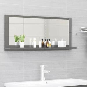 Bathroom Mirror High Gloss Grey 90x10.5x37 cm Chipboard
