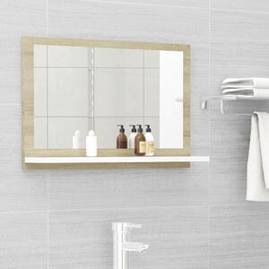 Bathroom Mirror White and Sonoma Oak 60x10.5x37 cm Chipboard