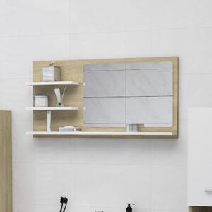 Bathroom Mirror White and Sonoma Oak 90x10.5x45 cm Chipboard