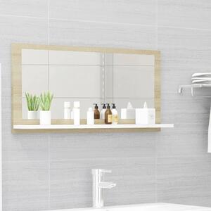 Bathroom Mirror White and Sonoma Oak 80x10.5x37 cm Chipboard