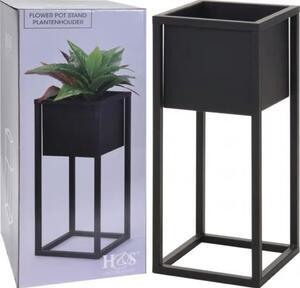Home&Styling Flower Pot on Stand Metal Black 50cm