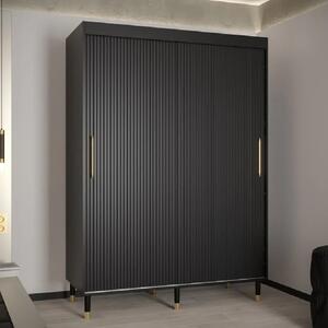 Millwall 150cm Wooden Wardrobe With 2 Sliding Doors In Black