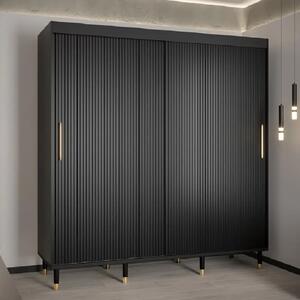 Millwall 200cm Wooden Wardrobe With 2 Sliding Doors In Black