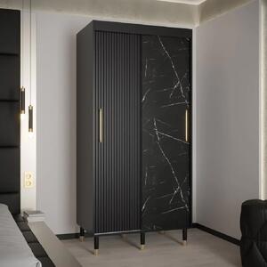 Millwall 100cm Wooden Wardrobe With 2 Sliding Doors In Black