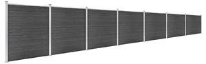 Fence Panel Set WPC 1218x186 cm Black