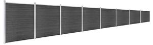 Fence Panel Set WPC 1391x186 cm Black