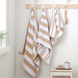 Natural Bianca Stripe 100% Cotton Reversible Towel Natural