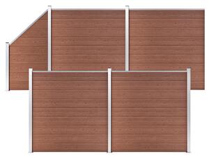WPC Fence Set 4 Square + 1 Slanted 792x186 cm Brown