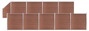 WPC Fence Set 9 Square + 1 Slanted 1657x186 cm Brown