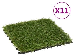 Artificial Grass Tiles 11 pcs Green 30x30 cm