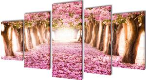 Canvas Wall Print Set Cherry Blossom 100 x 50 cm