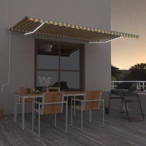 Manual Retractable Awning with LED 500x350 cm Yellow and White