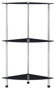 3-Tier Shelf Black 30x30x67 cm Tempered Glass