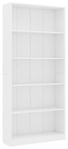 5-Tier Book Cabinet White 80x24x175 cm Engineered Wood