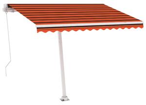 Manual Retractable Awning with LED 300x250 cm Orange and Brown