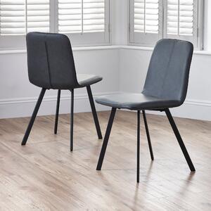 Goya Set Of 2 Dining Chairs, Faux Leather Black