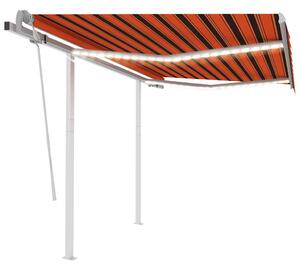 Manual Retractable Awning with LED 3.5x2.5 m Orange and Brown