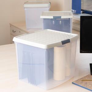 Wham Clip 10.03 Pack of 4 37l Storage Boxes With Lids Stone