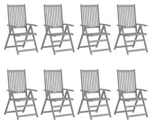 Garden Reclining Chairs 8 pcs Grey Solid Acacia Wood