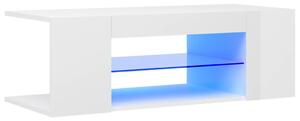 TV Cabinet with LED Lights High Gloss White 90x39x30 cm
