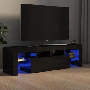 TV Cabinet with LED Lights High Gloss Black 140x35x40 cm