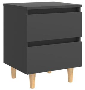 Bed Cabinet with Solid Pinewood Legs Grey 40x35x50 cm
