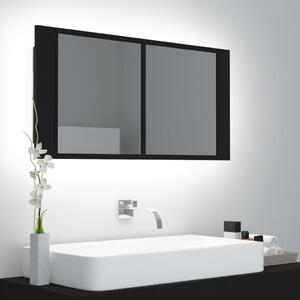 LED Bathroom Mirror Cabinet Black 90x12x45 cm Acrylic