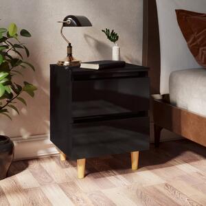 Bed Cabinets & Pinewood Legs 2 pcs High Gloss Black 40x35x50cm