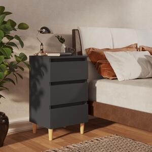 Bed Cabinets with Solid Wood Legs 2 pcs Grey 40x35x69 cm