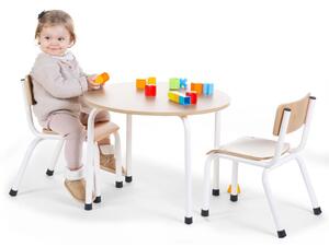 CHILDHOME Round Kids Table Wood Natural and White