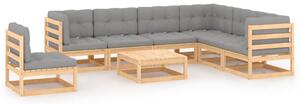 8 Piece Garden Lounge Set with Cushions Solid Wood Pine