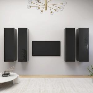 TV Cabinets 4 pcs High Gloss Black 30.5x30x110 cm Engineered Wood