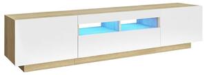 TV Cabinet with LED Lights White and Sonoma Oak 180x35x40 cm