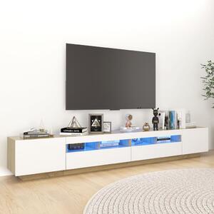 TV Cabinet with LED Lights White and Sonoma Oak 260x35x40 cm