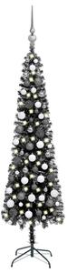 Slim Christmas Tree with LEDs&Ball Set Black 210 cm