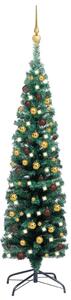 Slim Artificial Christmas Tree with LEDs&Ball Set Green 120cm