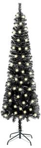 Slim Christmas Tree with LEDs Black 150 cm