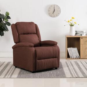 Wing Back TV Recliner Chair Brown Fabric