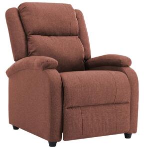 Wing Back TV Recliner Chair Brown Fabric