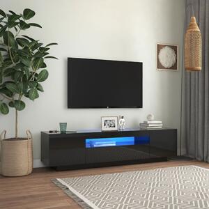 TV Cabinet with LED Lights High Gloss Black 160x35x40 cm