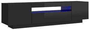 TV Cabinet with LED Lights High Gloss Black 160x35x40 cm