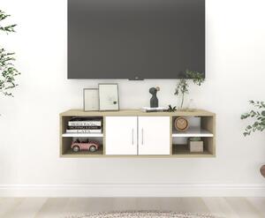 Wall Shelf Sonoma Oak and White 102x30x29 cm Chipboard